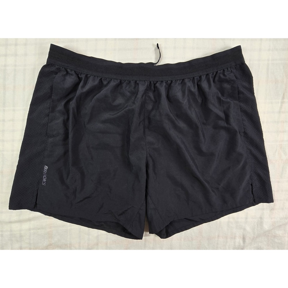 Brooks Mens Dash Running Shorts Lined Pockets Drawstring 6" inseam Black XL